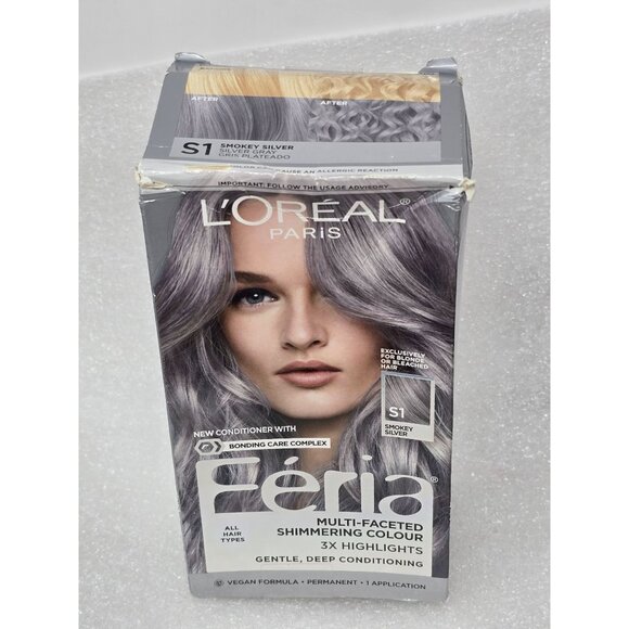 L'Oreal Paris Feria S1 Smokey Silver Multi Faceted Shimmering Hair Color Dye - Picture 1 of 2